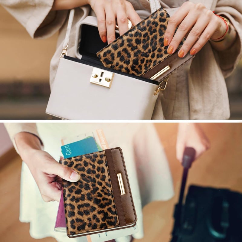 Coco Rossi Passport Holder Cover Travel RFID Blocking Passport Cover Rose Gold Cute Flowers Passport Wallet with Elastic Band for Women - Image 5
